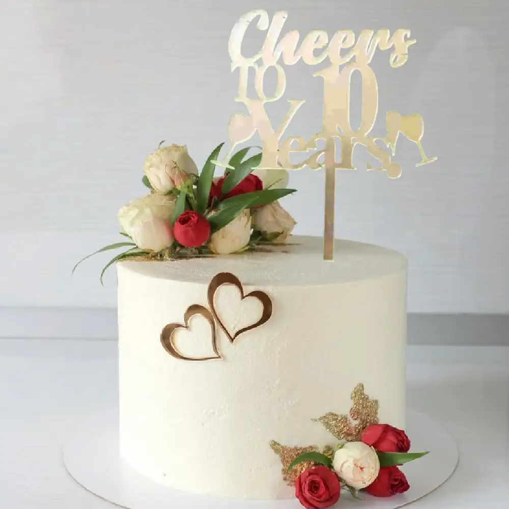 Cheers to 10 Years Cake Topper